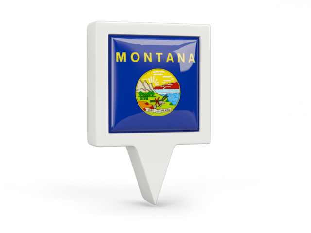 Square pin icon. Download flag icon of Montana