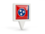 Flag of state of Tennessee. Square pin icon. Download icon