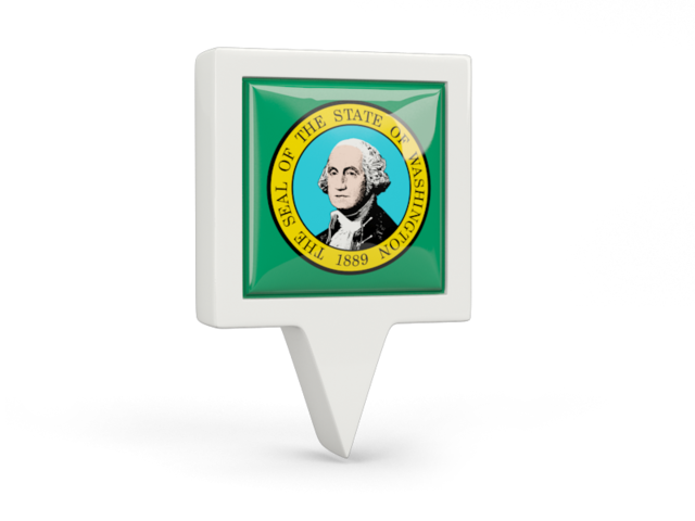 Square pin icon. Download flag icon of Washington