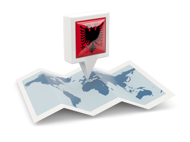Square pin with map. Download flag icon of Albania at PNG format