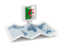 Algeria. Square pin with map. Download icon.