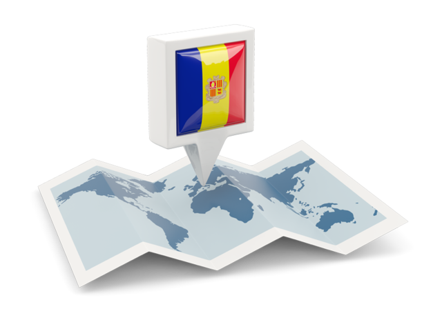 Square pin with map. Download flag icon of Andorra at PNG format