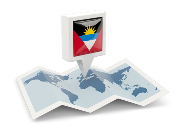 Square pin with map. Download flag icon of Antigua and Barbuda at PNG format