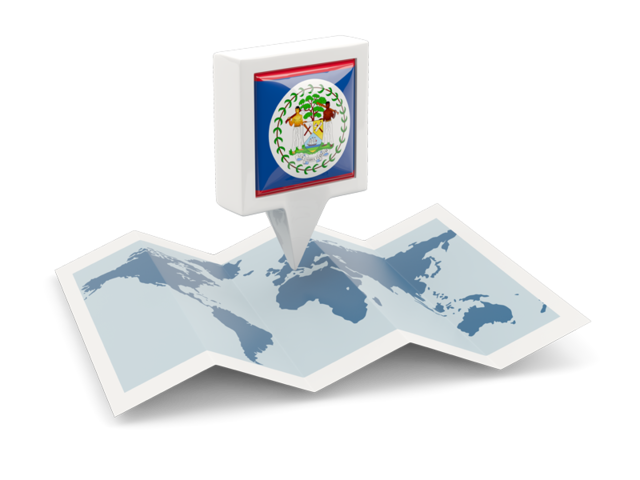 Square pin with map. Download flag icon of Belize at PNG format