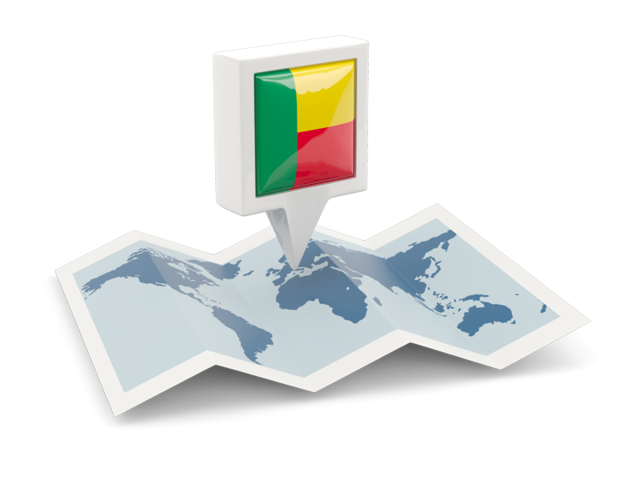 Square pin with map. Download flag icon of Benin at PNG format