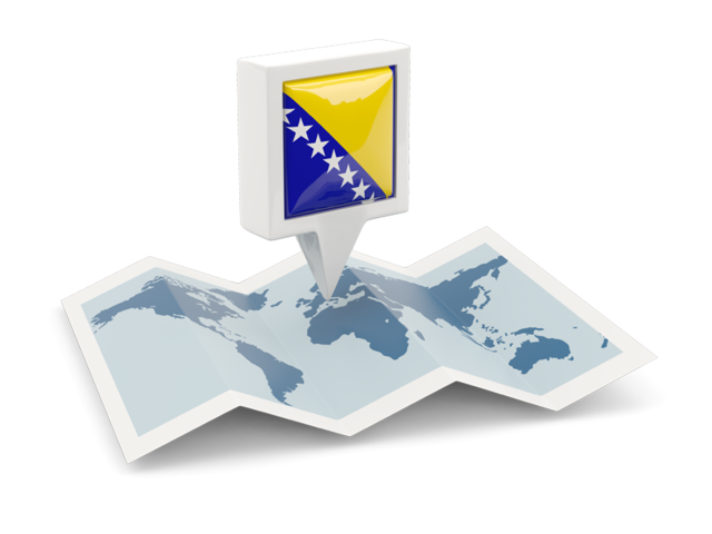 Square pin with map. Download flag icon of Bosnia and Herzegovina at PNG format