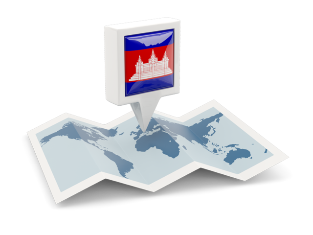 Square pin with map. Download flag icon of Cambodia at PNG format