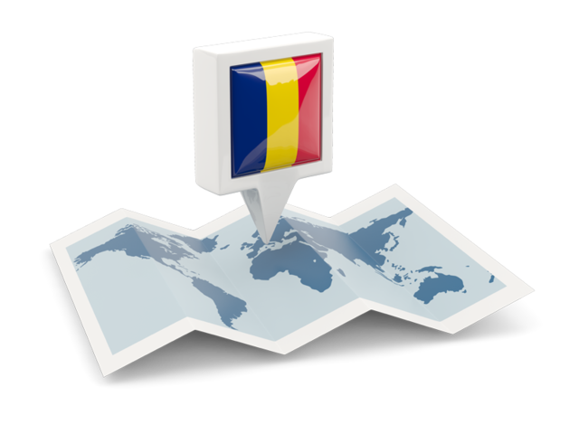 Square pin with map. Download flag icon of Chad at PNG format