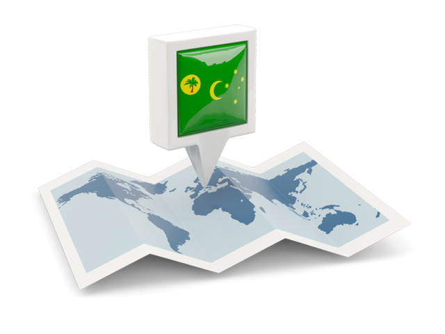 Square pin with map. Download flag icon of Cocos Islands at PNG format