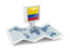 Colombia. Square pin with map. Download icon.