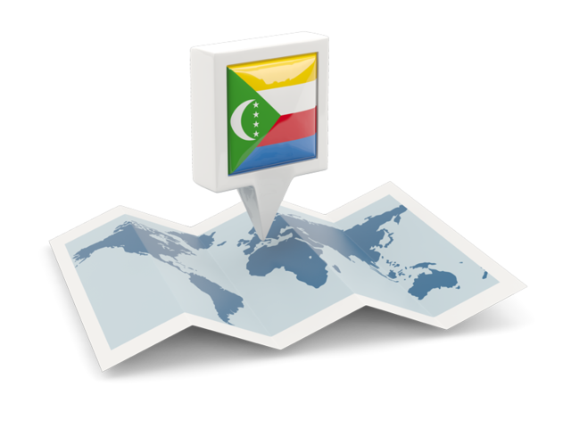 Square pin with map. Download flag icon of Comoros at PNG format