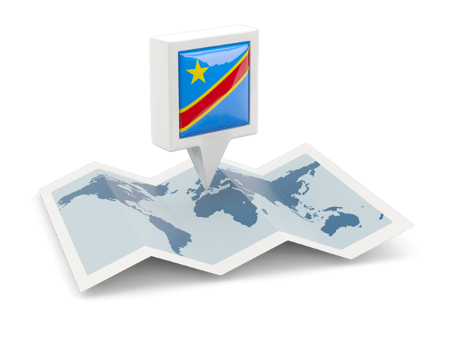 Square pin with map. Download flag icon of Democratic Republic of the Congo at PNG format