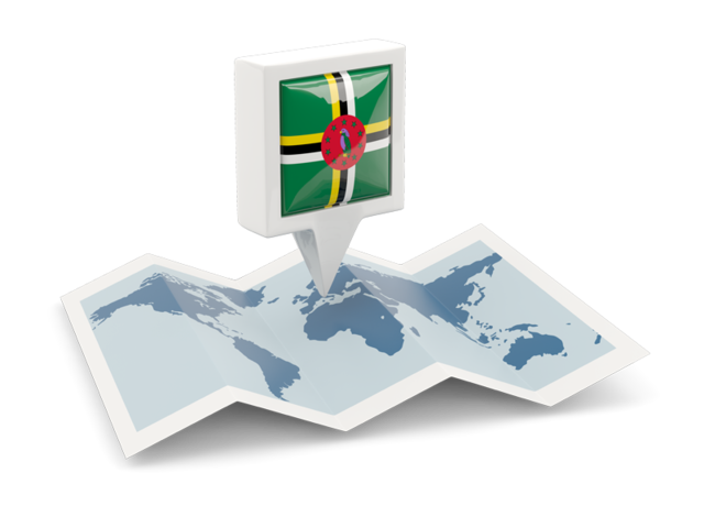 Square pin with map. Download flag icon of Dominica at PNG format