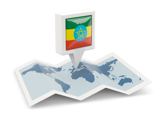 Square pin with map. Download flag icon of Ethiopia at PNG format