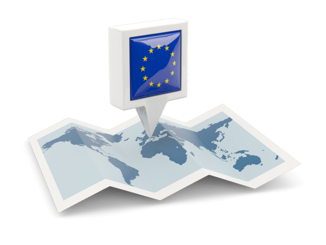 Square pin with map. Download flag icon of European Union at PNG format