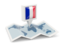 France. Square pin with map. Download icon.