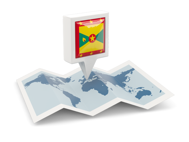 Square pin with map. Download flag icon of Grenada at PNG format