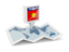 Guadeloupe. Square pin with map. Download icon.