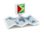 Guyana. Square pin with map. Download icon.