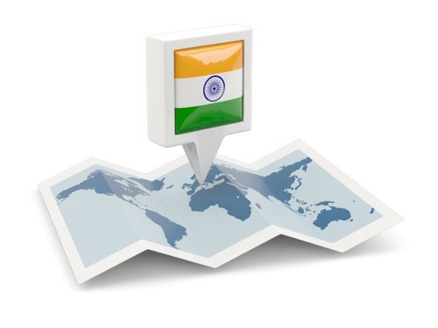 Square pin with map. Download flag icon of India at PNG format