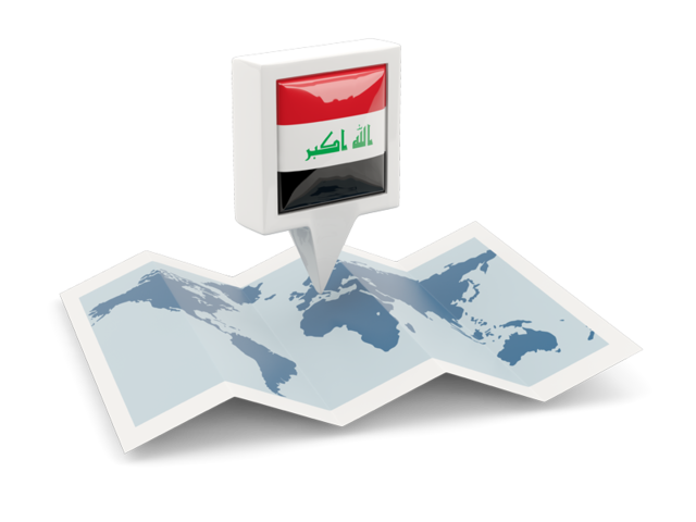 Square pin with map. Download flag icon of Iraq at PNG format
