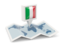 Italy. Square pin with map. Download icon.