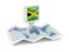 Jamaica. Square pin with map. Download icon.