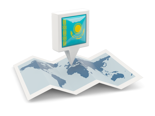 Square pin with map. Download flag icon of Kazakhstan at PNG format