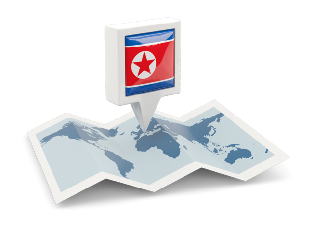 Square pin with map. Download flag icon of North Korea at PNG format