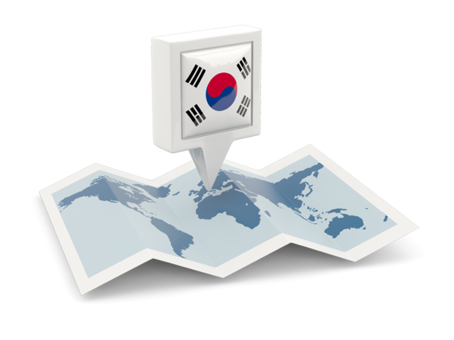 Квадратная иконка с картой. Скачать флаг. Южная Корея