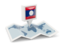 Laos. Square pin with map. Download icon.