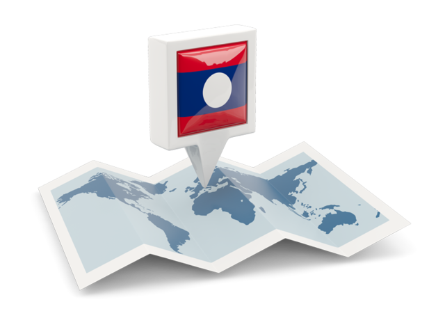 Square pin with map. Download flag icon of Laos at PNG format