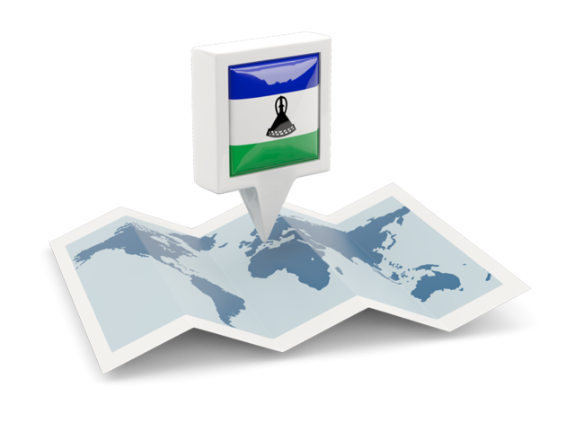 Square pin with map. Download flag icon of Lesotho at PNG format