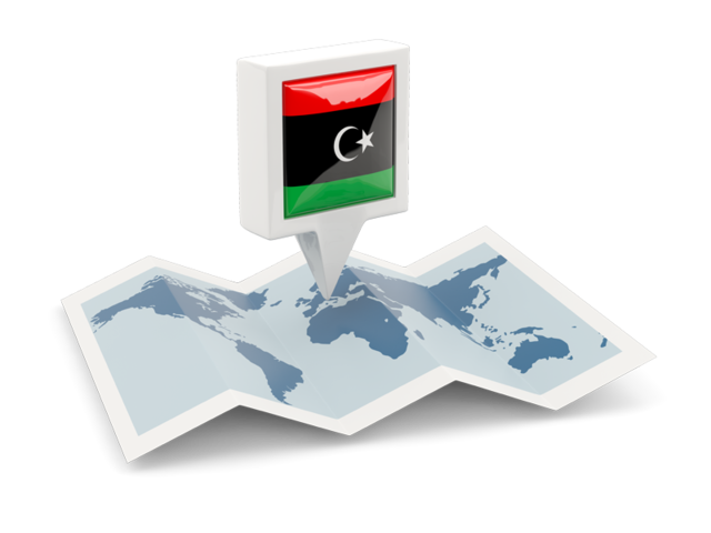 Square pin with map. Download flag icon of Libya at PNG format