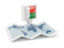 Madagascar. Square pin with map. Download icon.