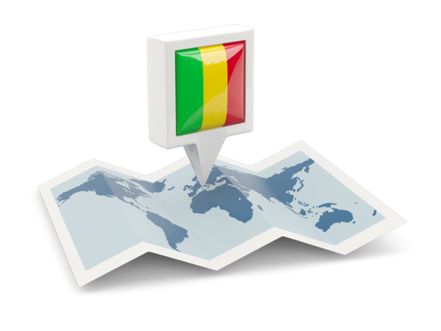 Square pin with map. Download flag icon of Mali at PNG format
