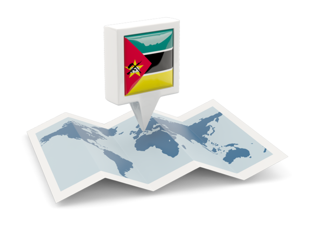 Square pin with map. Download flag icon of Mozambique at PNG format