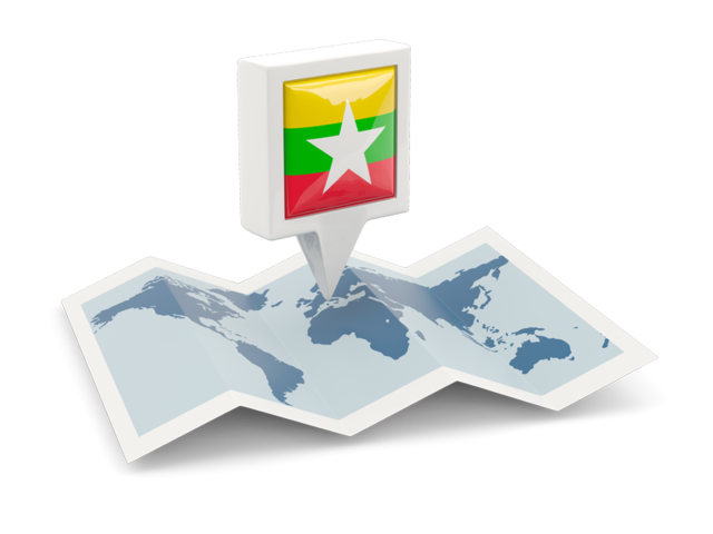 Square pin with map. Download flag icon of Myanmar at PNG format