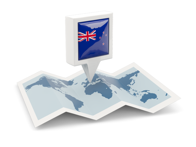 Square pin with map. Download flag icon of New Zealand at PNG format