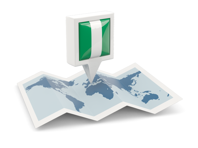 Square pin with map. Download flag icon of Nigeria at PNG format