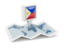 Philippines. Square pin with map. Download icon.