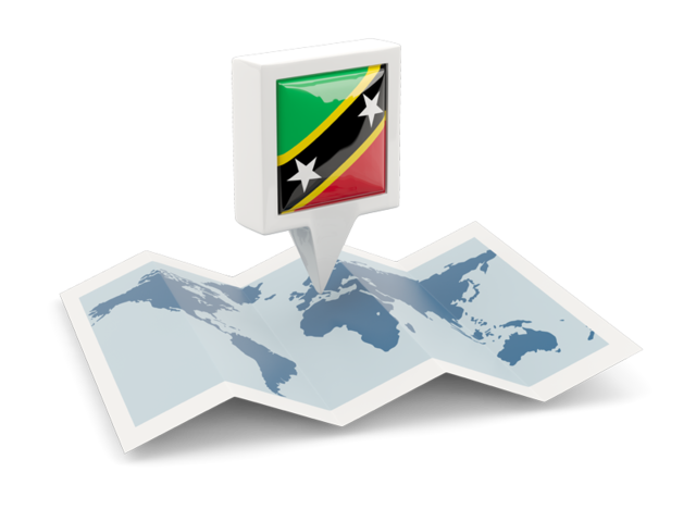 Square pin with map. Download flag icon of Saint Kitts and Nevis at PNG format
