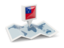 Samoa. Square pin with map. Download icon.