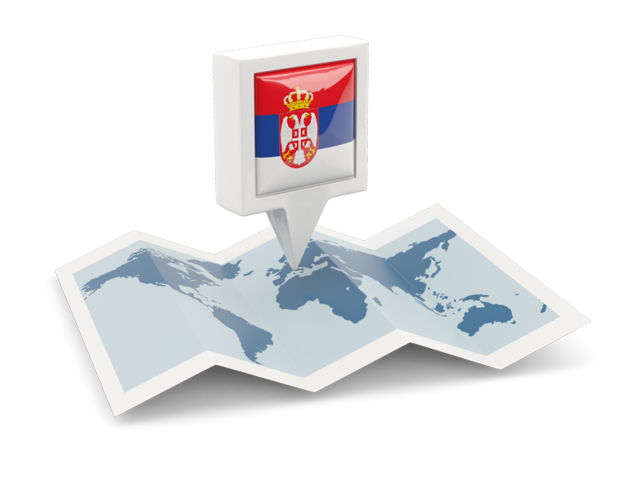 Square pin with map. Download flag icon of Serbia at PNG format