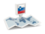 Slovenia. Square pin with map. Download icon.