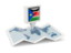 South Sudan. Square pin with map. Download icon.