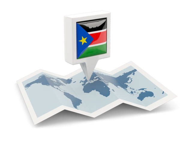 Square pin with map. Download flag icon of South Sudan at PNG format