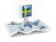 Sweden. Square pin with map. Download icon.