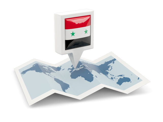 Square pin with map. Download flag icon of Syria at PNG format