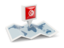 Tunisia. Square pin with map. Download icon.
